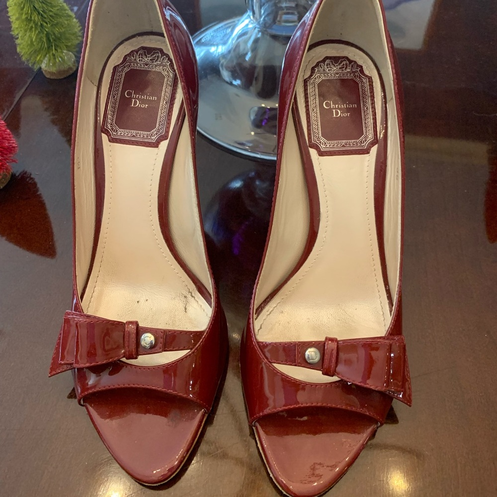Christian Dior red heels with bow
